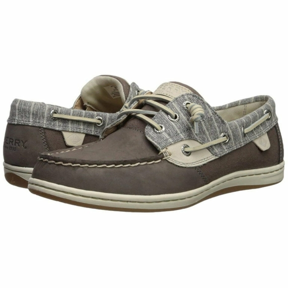 Sperry Womens Songfish Stripe Graphite Brown Boat Shoes 8M NWT - Picture 2 of 15